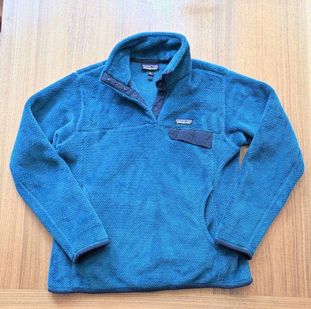 Patagonia Womens Medium Re-Tool Snap-T Fleece Pullover Teal Blue